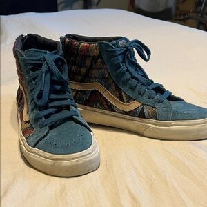 Vans Blue and Multicolor High-Top Sneakers
